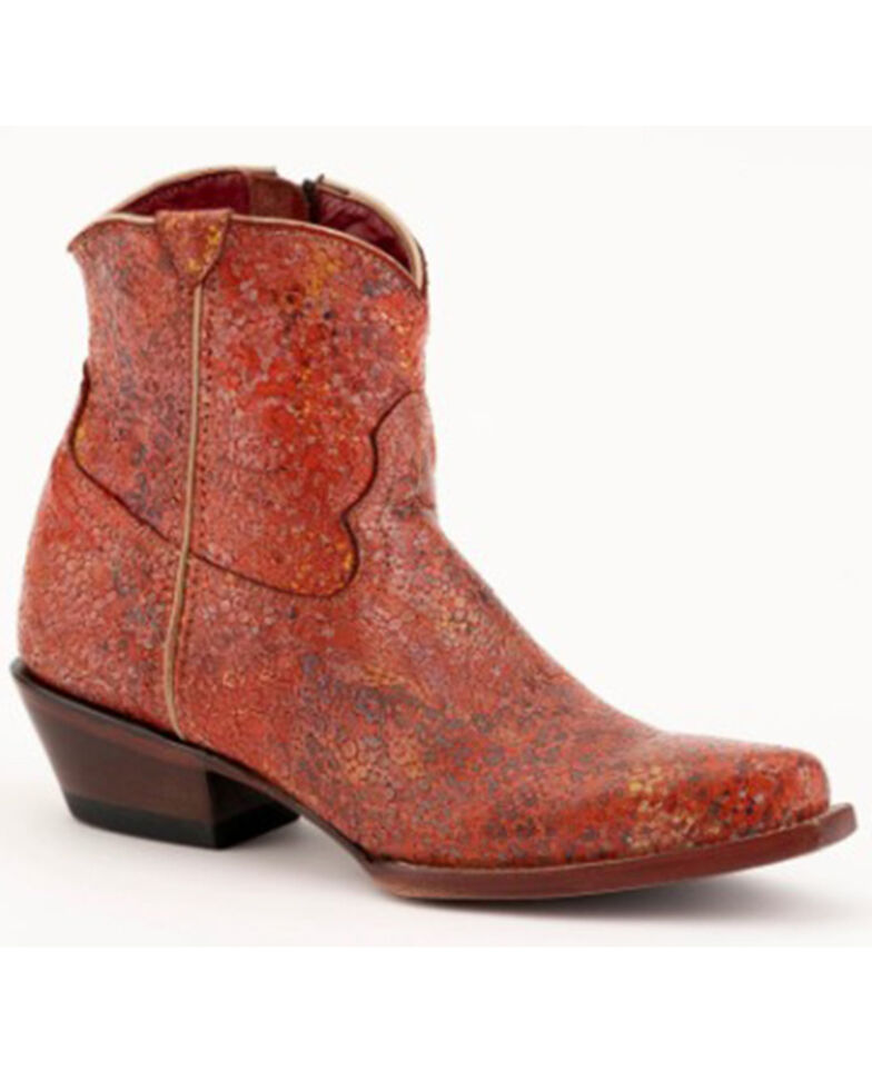 Ferrini Women's Jezebel Full-Grain Western Fashion Booties - Snip Toe , Red, hi-res