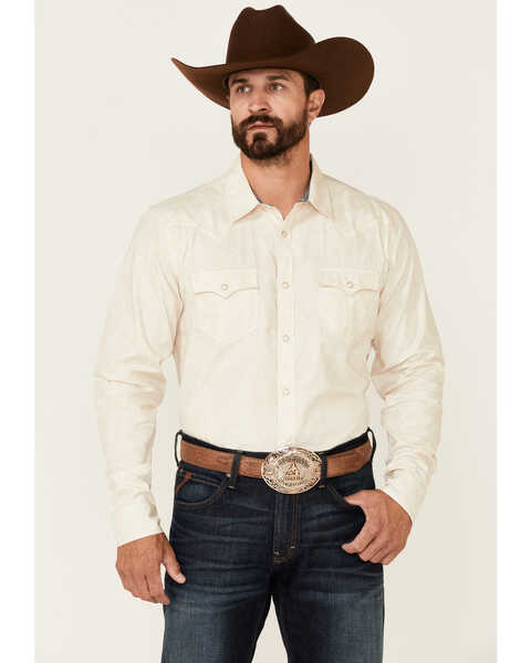 Cody James Men's Cream Non-Solid Paisley Print Long Sleeve Snap Western Shirt , Cream, hi-res