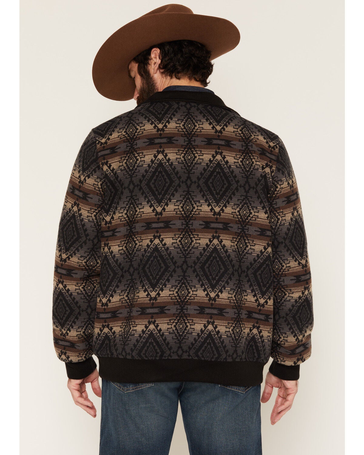Image #4 - Rock & Roll Denim Men's Southwestern Print Bomber Jacket, Charcoal, hi-res