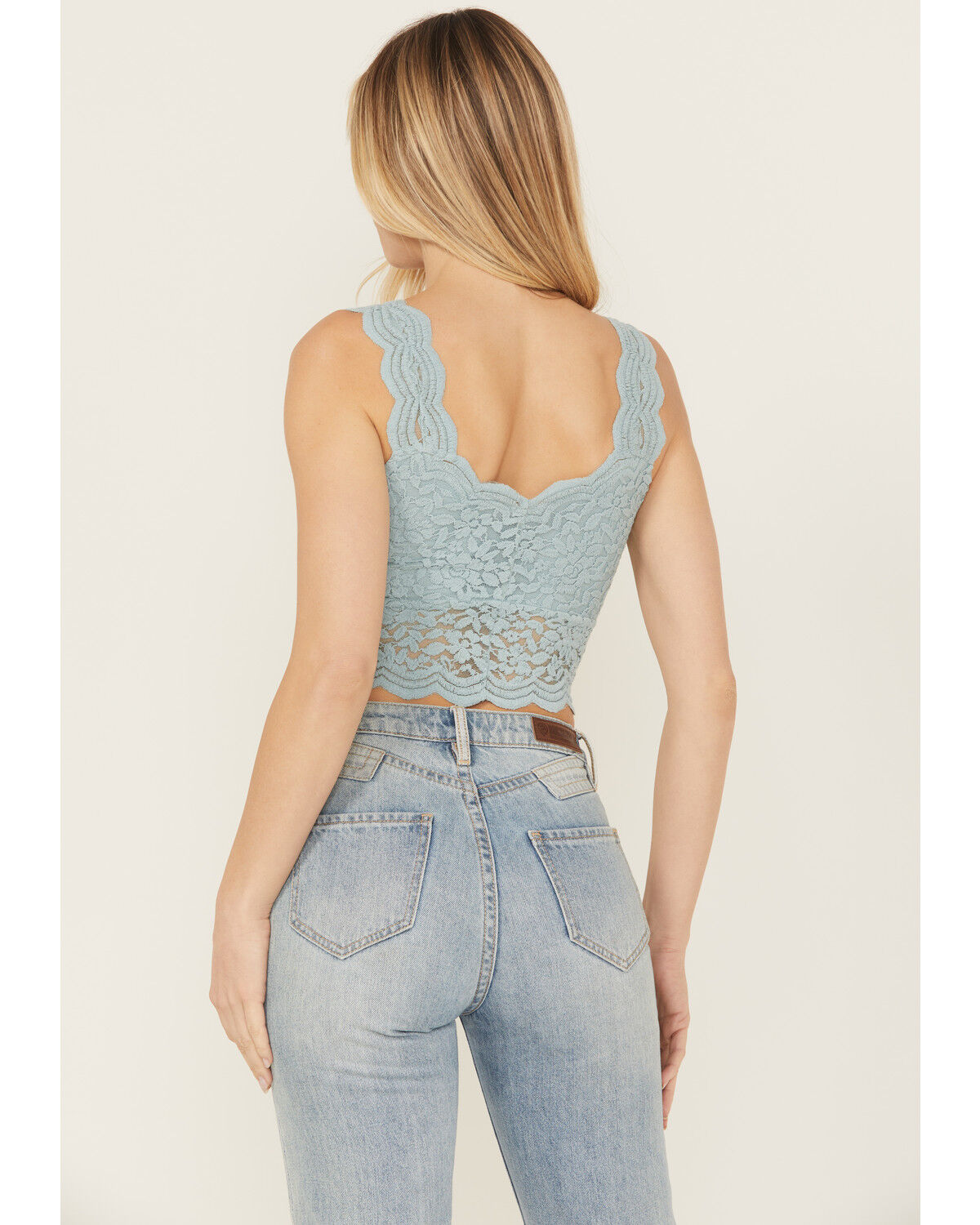 Image #4 - Shyanne Women's Fitted Stretch Lace Cami, Aqua, hi-res