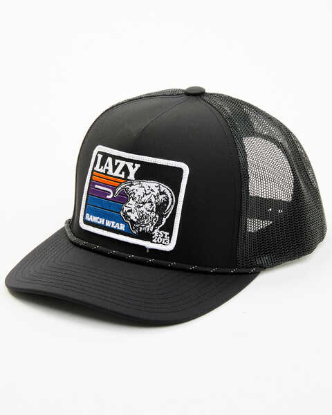 Lazy J Ranch Wear Men's Sunset Logo Patch Ball Cap , Black, hi-res