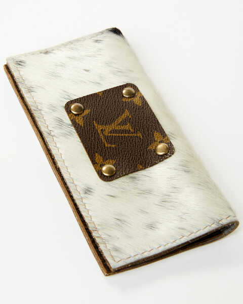 Keep it Gypsy Luxury Designer Logo Hair-on Leather Checkbook Wallet, Black, hi-res