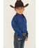 Image #3 - Roper Boys' Solid Long Sleeve Button-Down Western Shirt, Blue, hi-res