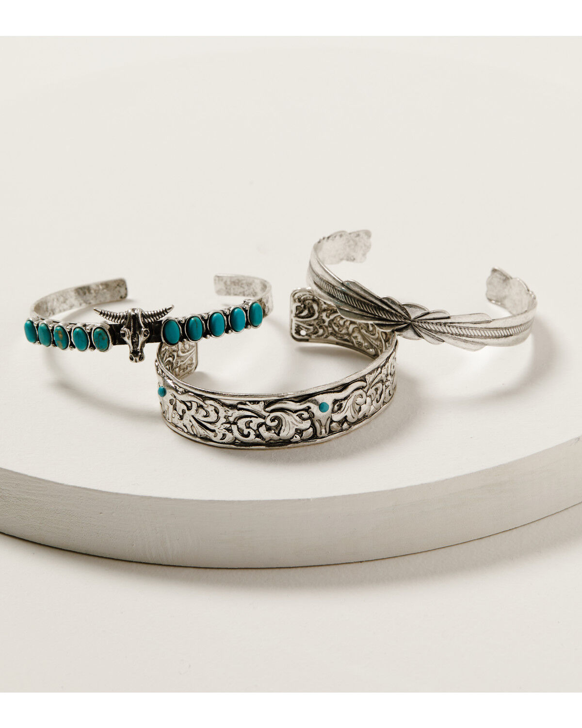 Image #1 - Shyanne Women's Wild Soul Longhorn Cuff Bracelet Set, Silver, hi-res