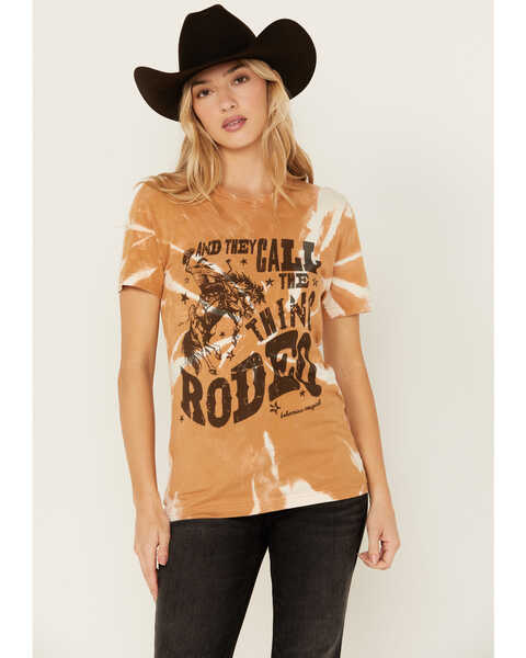 Bohemian Cowgirl Women's Call This Rodeo Bleached Short Sleeve Graphic Tee, Brown, hi-res