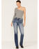 Image #1 - Miss Me Women's Light Wash High Rise Distressed Seamed Flare Jeans, , hi-res