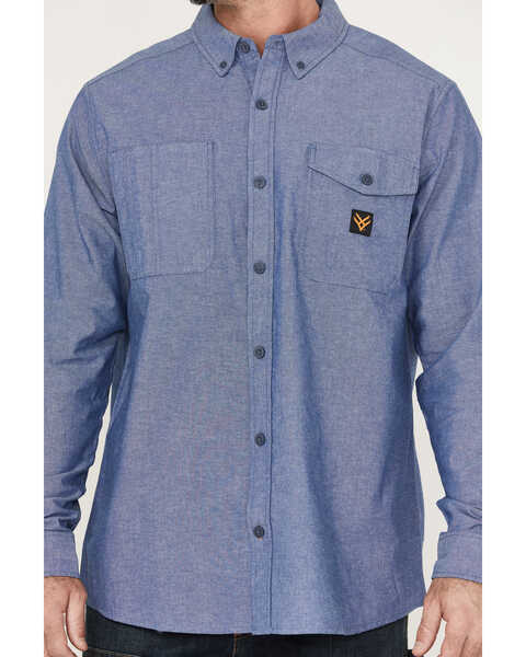 Image #3 - Hawx Men's Chambray Sun Protection Long Sleeve Button-Down Western Shirt - Big & Tall, Blue, hi-res
