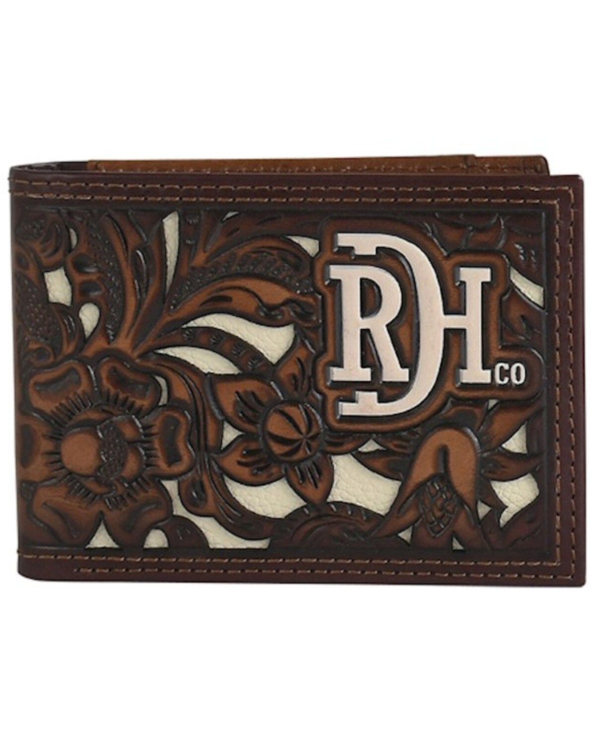 Image #1 - Red Dirt Hat Men's Tooled Inlay Bifold Wallet, Brown, hi-res