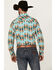 Image #4 - Rock & Roll Denim Men's Southwestern Print Long Sleeve Snap Stretch Western Shirt, Teal, hi-res