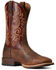 Image #1 - Ariat Men's Bar Top Barrel Lasco Ultra Performance Western Boot - Broad Square Toe, Brown, hi-res