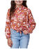 Image #1 - Roper Girls' Cactus Print Long Sleeve Snap Western Shirt, Pink, hi-res
