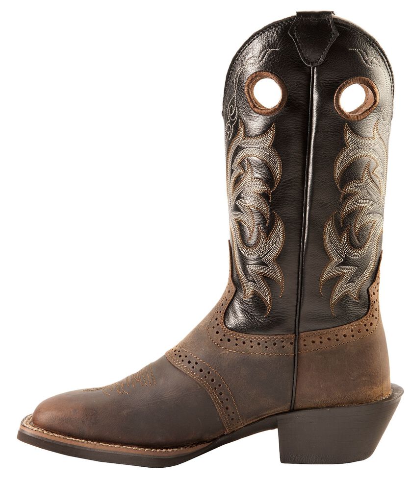 Justin Men's Punchy Stampede Black Cowboy Boots - Square Toe, Tan Distressed, hi-res