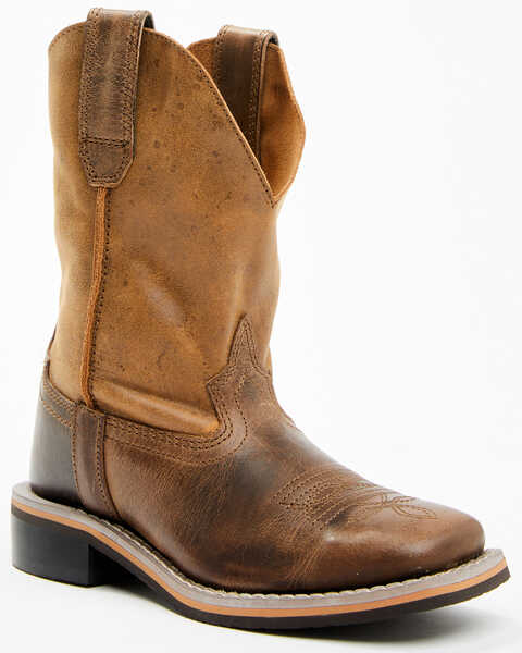 Image #1 - Smoky Mountain Boys' Waylon Western Boots - Broad Square Toe, Distressed Brown, hi-res