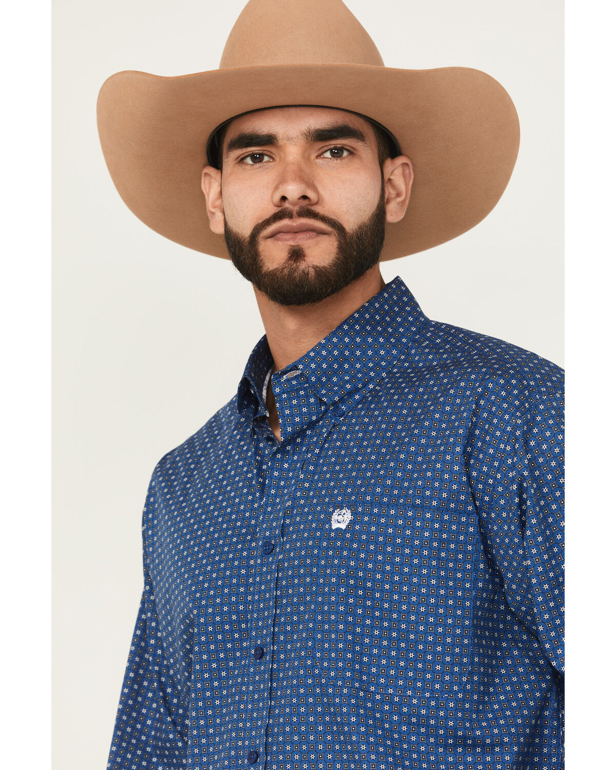 Image #2 - Cinch Men's Geo Print Long Sleeve Button-Down Stretch Western Shirt, Blue, hi-res