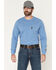 Image #2 - Benchmark FR Men's FR World Famous Crude Oil Long Sleeve Work T-Shirt, Light Blue, hi-res