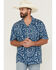 Image #1 - Wrangler Men's Western Print Short Sleeve Snap Western Shirt, Blue, hi-res