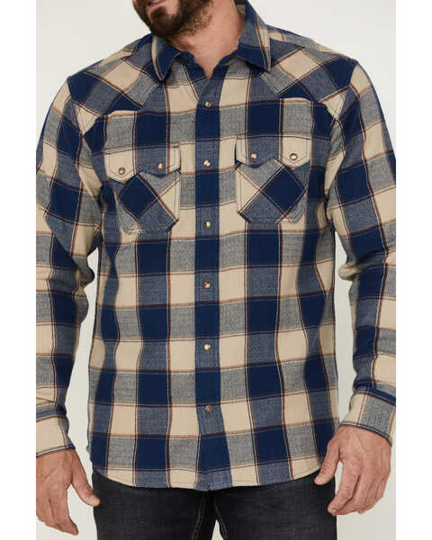Image #3 - Ariat Men's Howie Retro Plaid Long Sleeve Snap Western Flannel Shirt , Tan, hi-res