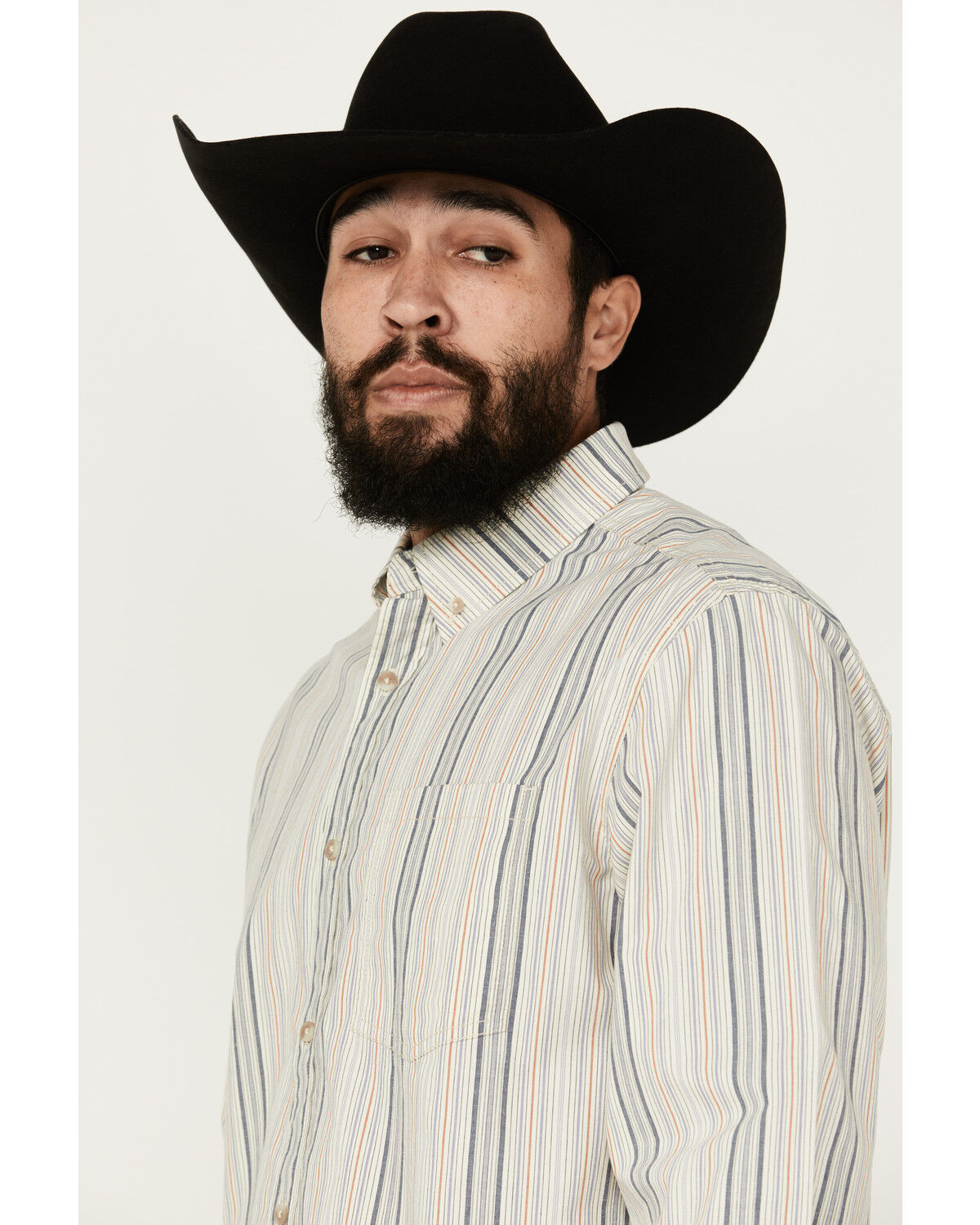 Image #2 - Cody James Men's Sunrise Stripe Long Sleeve Button-Down Stretch Western Shirt, Ivory, hi-res