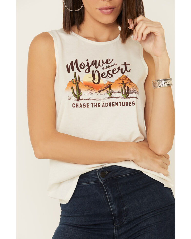 Cut & Paste Women's Ivory Mojave Desert Graphic Muscle Tank Top, Ivory, hi-res