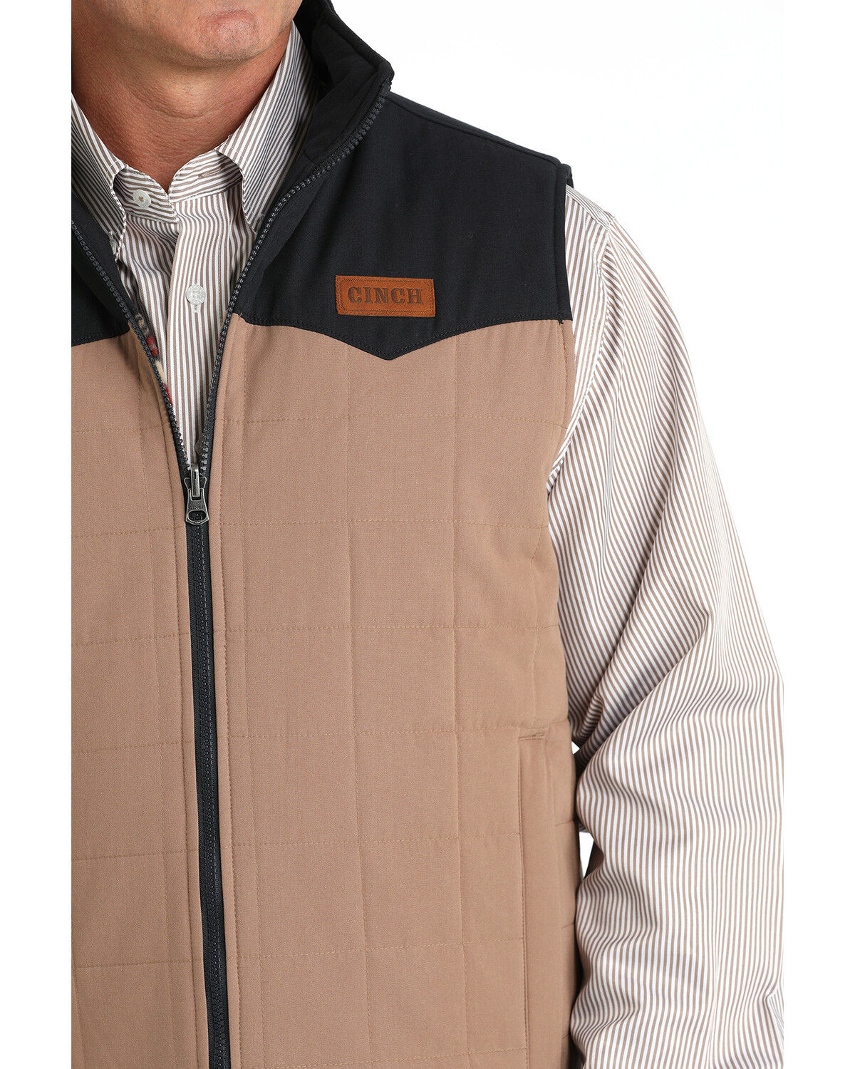 Image #3 - Cinch Men's Reversible Southwestern Print Quilted Vest - Big, Khaki, hi-res