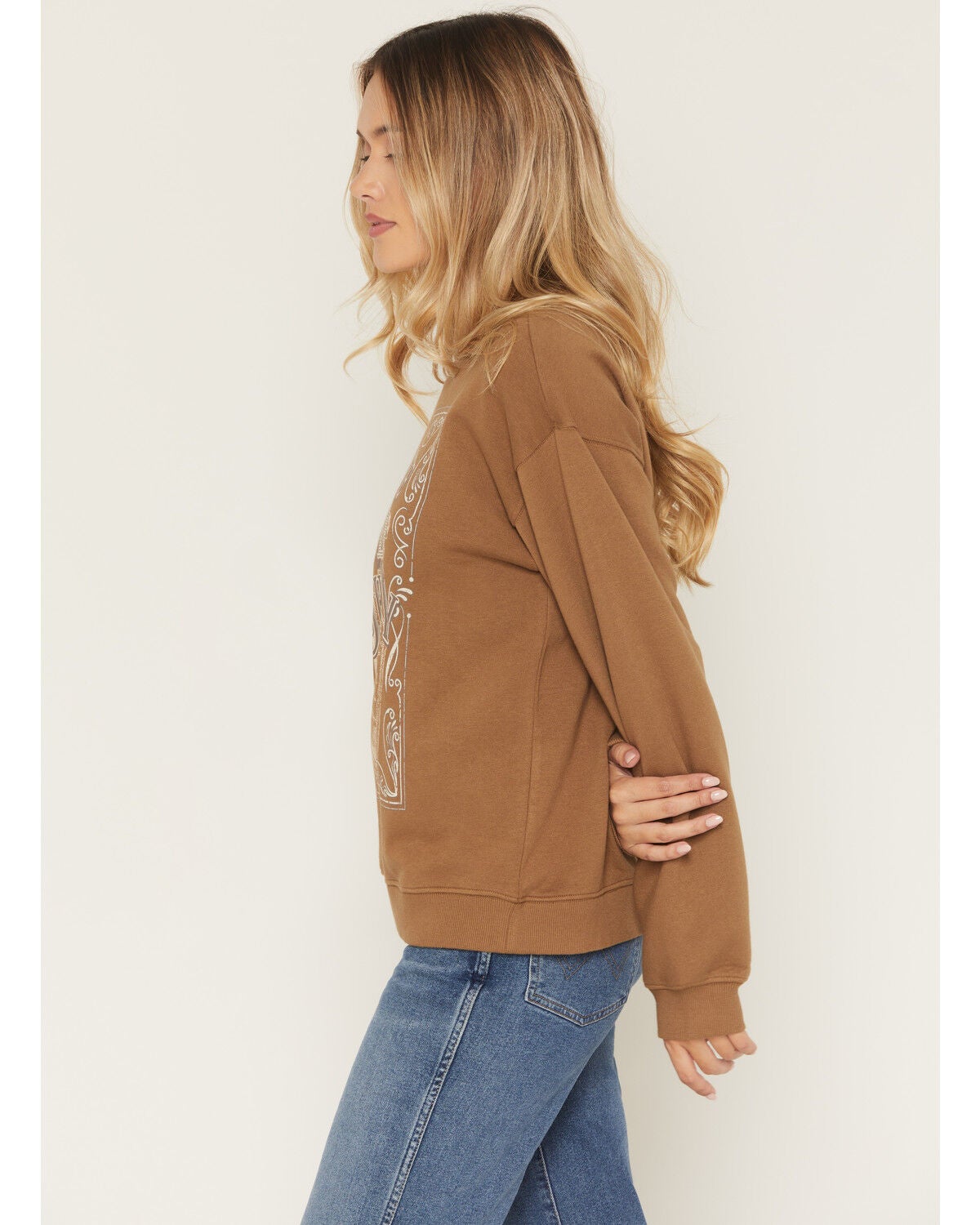 Image #2 - Shyanne Women's Never Waste Good Whiskey Crew Neck Sweatshirt, Coffee, hi-res