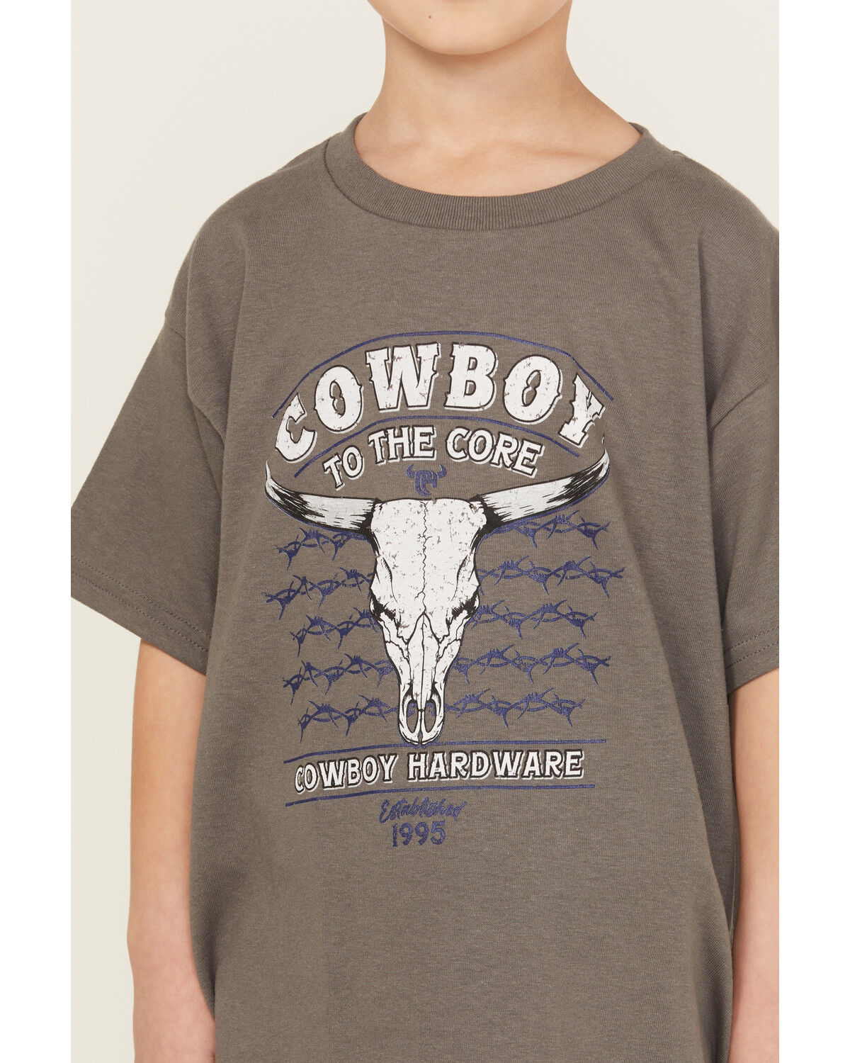 Image #3 - Cowboy Hardware Boys' Cowboy Core Short Sleeve Graphic T-Shirt, Grey, hi-res