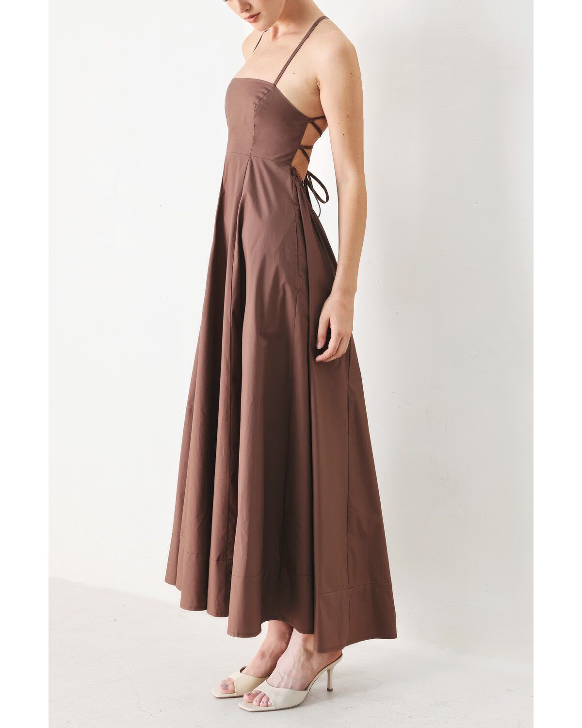 Image #2 - Flying Tomato Women's Pure Line Woven Midi Dress, Brown, hi-res