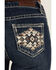 Image #2 - Rock & Roll Denim Women's Dark Wash Mid Rise Geo Pocket Bootcut Stretch Denim Jeans, Dark Wash, hi-res