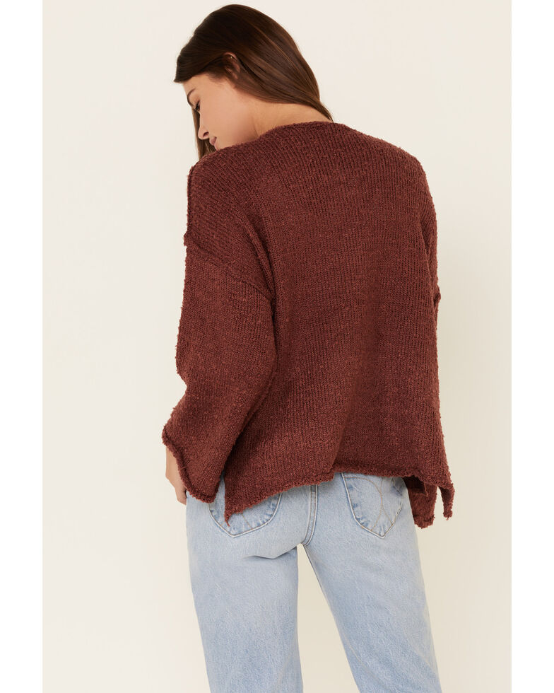 Very J Women's Knit Hi-Low Bell Sleeve Sweater , Rust Copper, hi-res