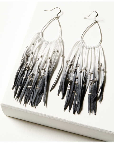 Idyllwind Women's Leather Ombre Studded Rolynn Earrings , Black, hi-res