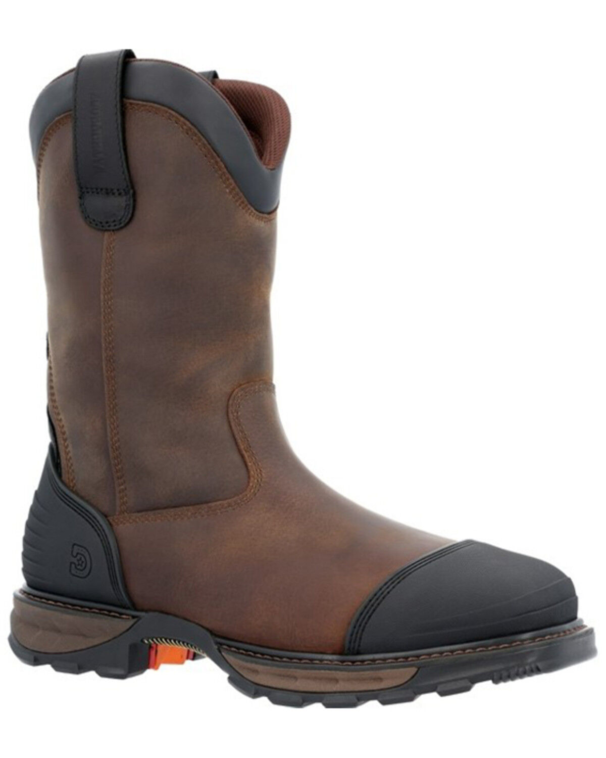 Image #1 - Durango Men's 11" Waterproof Western Work Boots - Steel Toe, Brown, hi-res