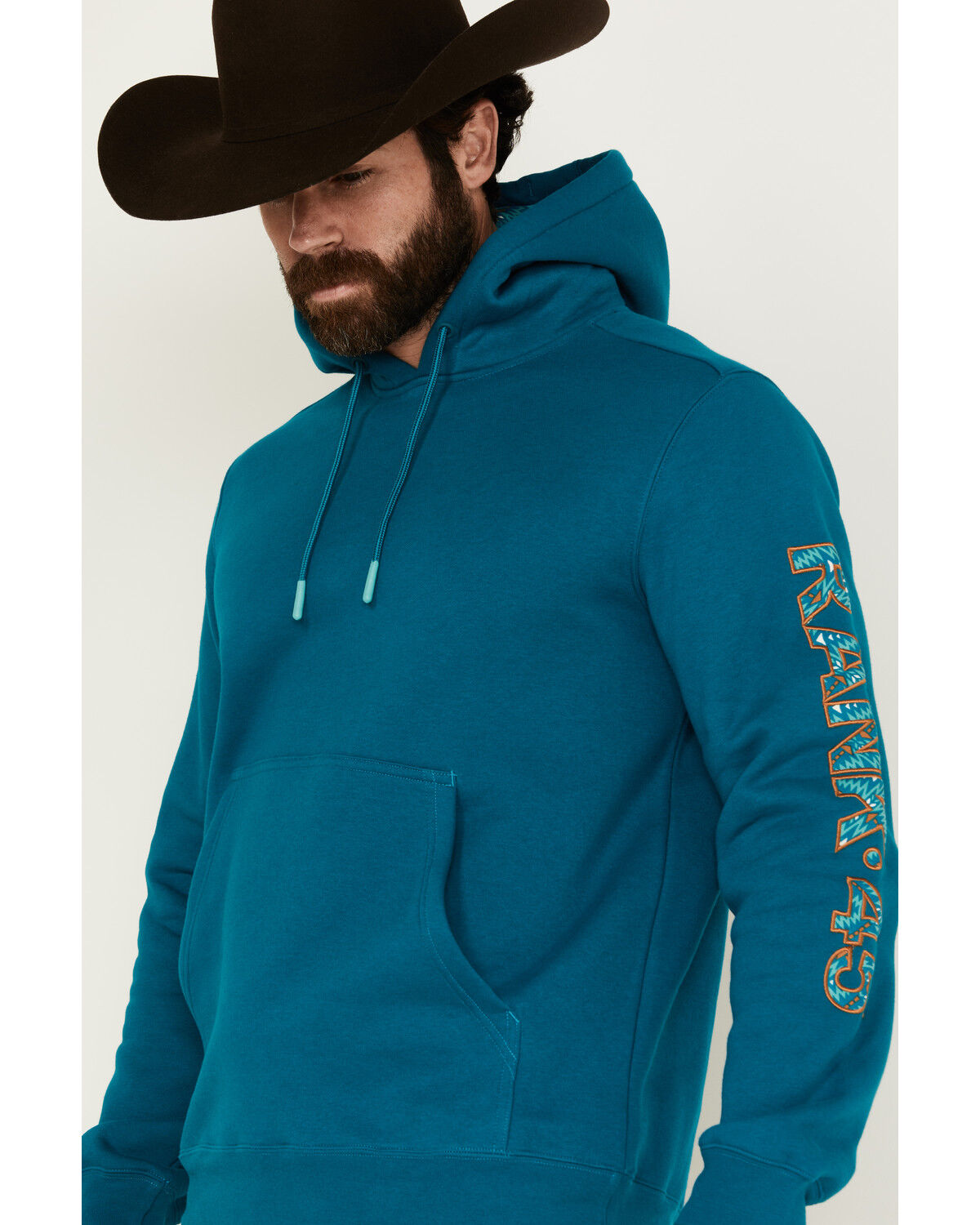 Image #2 - RANK 45® Men's Brundi Logo Hooded Sweatshirt, Teal, hi-res