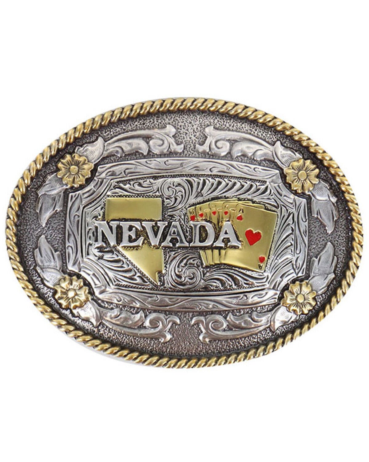 Cody James Men's Two Tone Nevada Oval Belt Buckle, Silver, hi-res