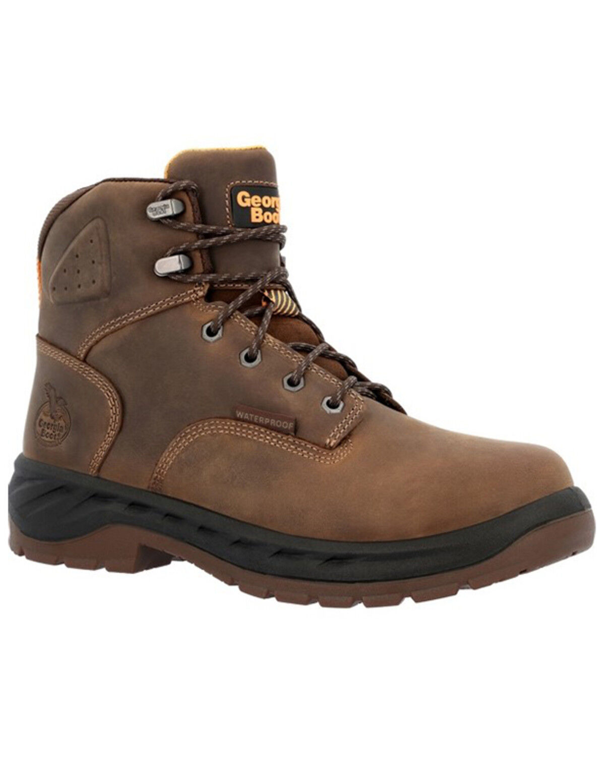 Image #1 - Georgia Boot Men's Lace-Up 6" Waterproof Work Boot - Alloy Toe, Brown, hi-res
