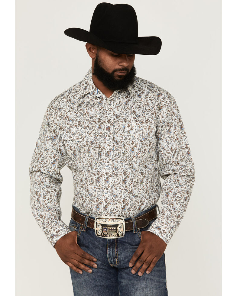 Rough Stock By Panhandle Men's Paisley Print Snap Western Shirt , Brown, hi-res