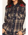 Image #3 - Rodeo Quincy X Boot Barn Women's Rose Western Plaid Print Long Sleeve Snap Flannel Shirt, Blue, hi-res