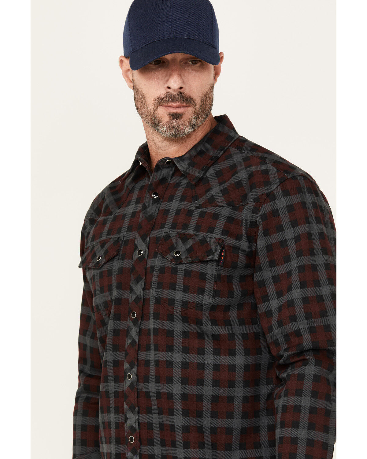 Image #2 - Cody James Men's FR Plaid Print Long Sleeve Snap Western Work Shirt, Black, hi-res