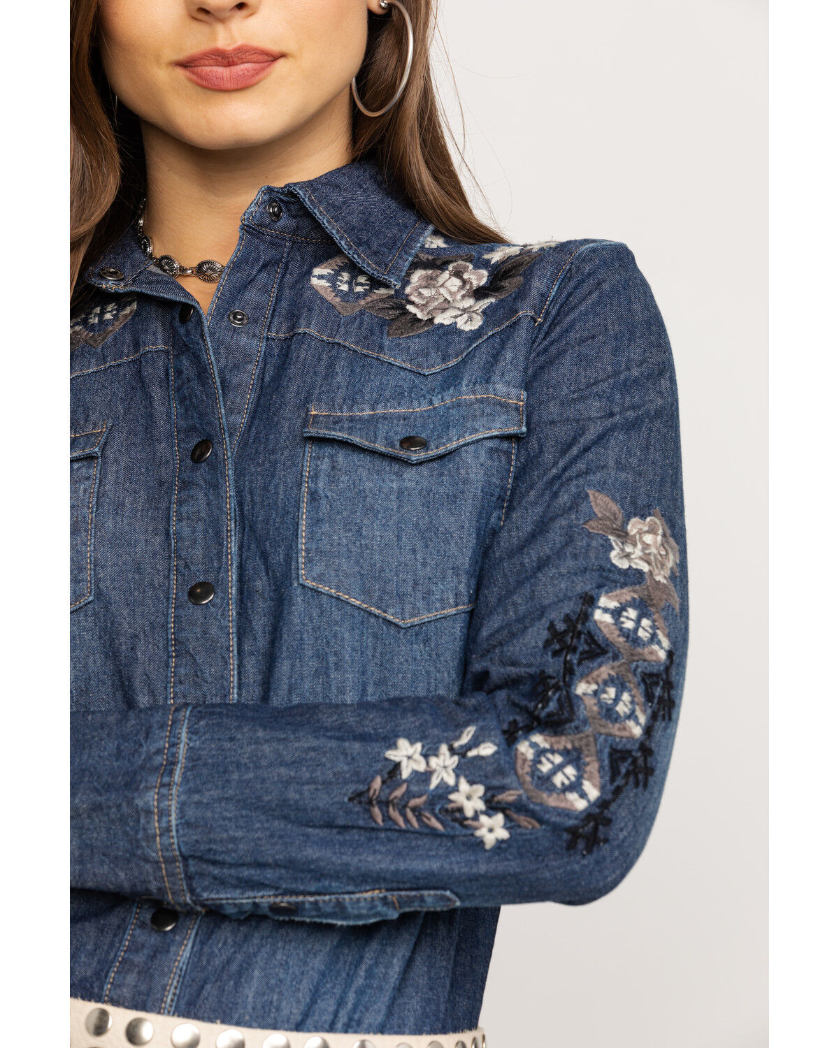 denim dress embroidered