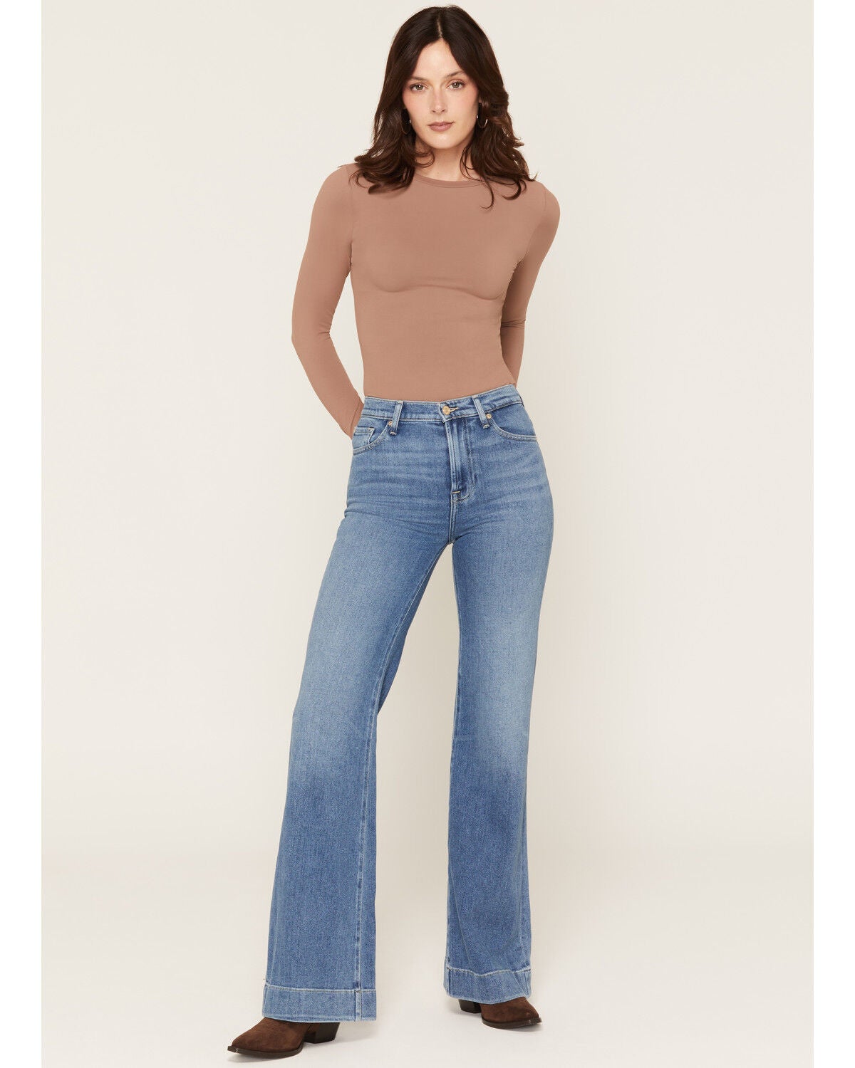 Image #3 - 7 For All Mankind Women's Marine Medium Wash High Rise 34" Dojo Trouser Stretch Denim Jeans, Medium Wash, hi-res