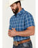 Image #3 - Brothers and Sons Men's Cordell Plaid Print Short Sleeve Button-Down Western Shirt, Dark Blue, hi-res