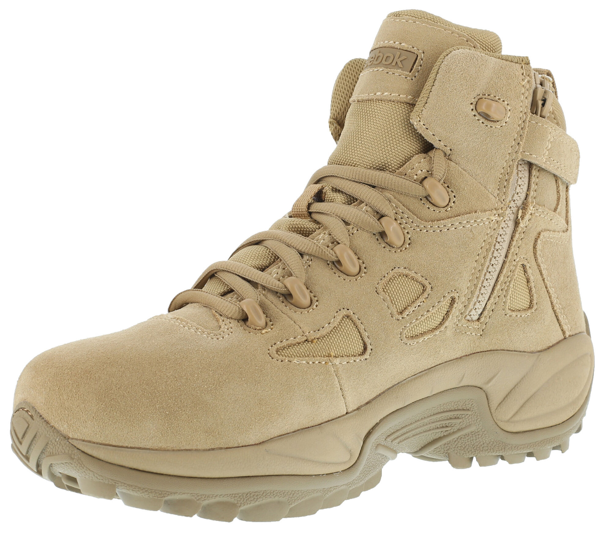 Image #2 - Reebok Men's Stealth 6" Lace-Up Side Zip Work Boots - Soft Toe, Desert Khaki, hi-res