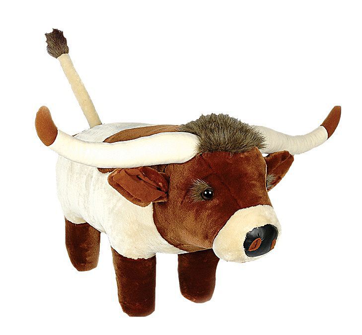 Longhorn Plush Footstool, Tan, hi-res