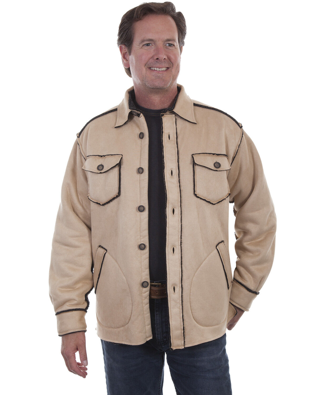 Image #1 - Scully Men's Faux Sherpa Lined Jacket, Tan, hi-res