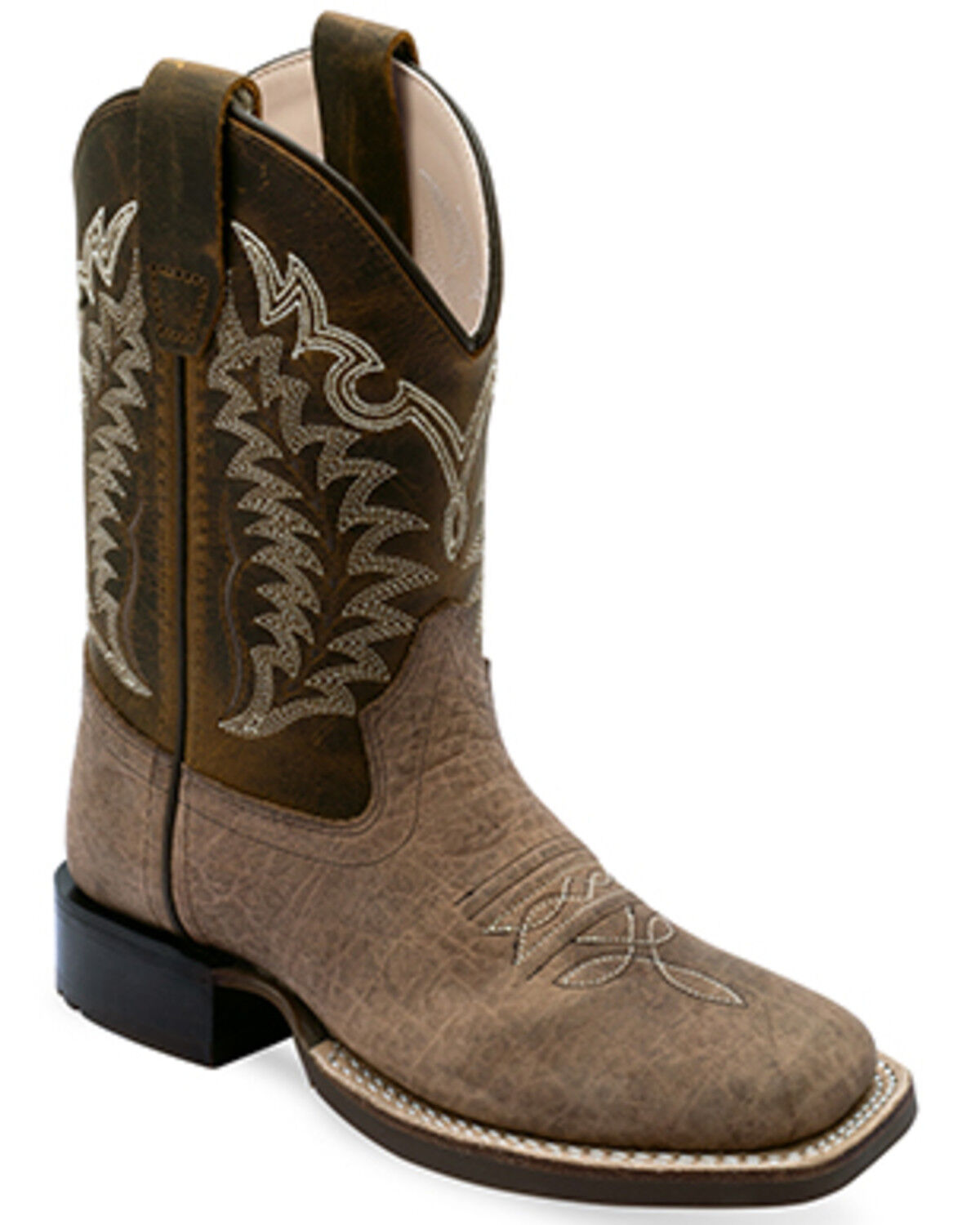 Image #1 - Old West Boys' Western Boots - Broad Square Toe, Mustard, hi-res