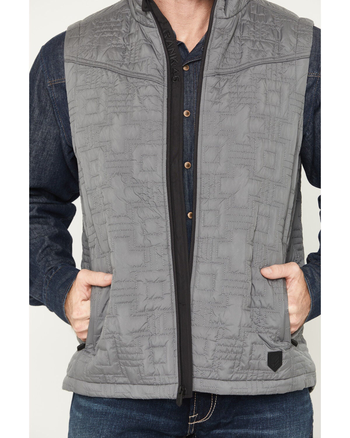 Image #3 - RANK 45&reg; Men's Saline Quilted Insulated Softshell Vest, Charcoal, hi-res