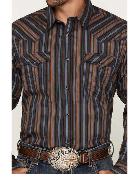 Image #3 - Cody James Men's Finals Day Striped Long Sleeve Western Snap Shirt - Big, Navy, hi-res