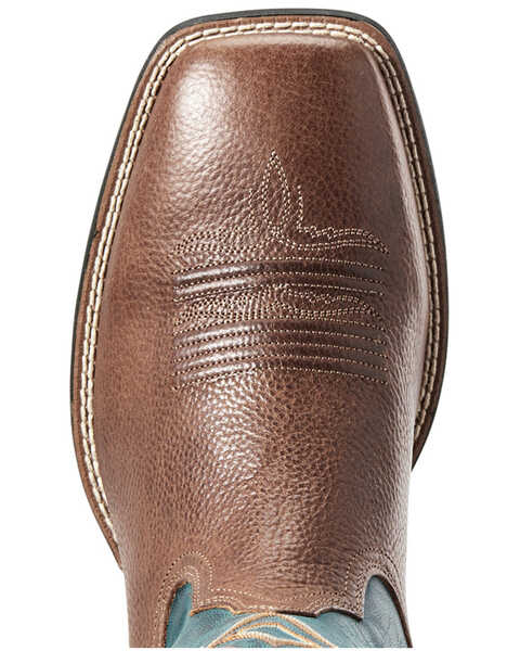 Image #3 - Ariat Men's Round Pen Saddle Western Performance Boots - Broad Square Toe, Brown, hi-res