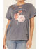 Cut & Paste Women's Every Rose Has It's Thorn Graphic Short Sleeve Distressed Tee , Charcoal, hi-res