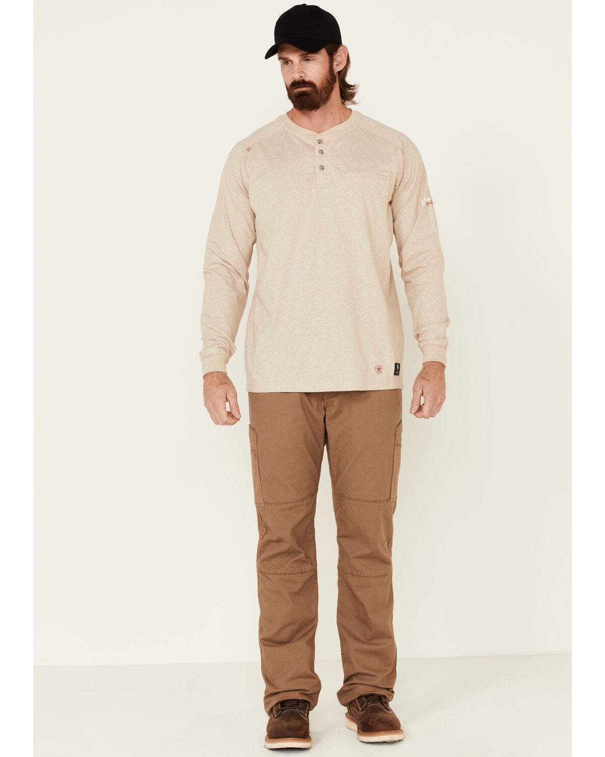 Image #2 - Ariat Men's FR Air Long Sleeve Work Long Sleeve Henley Shirt - Big, Sand, hi-res