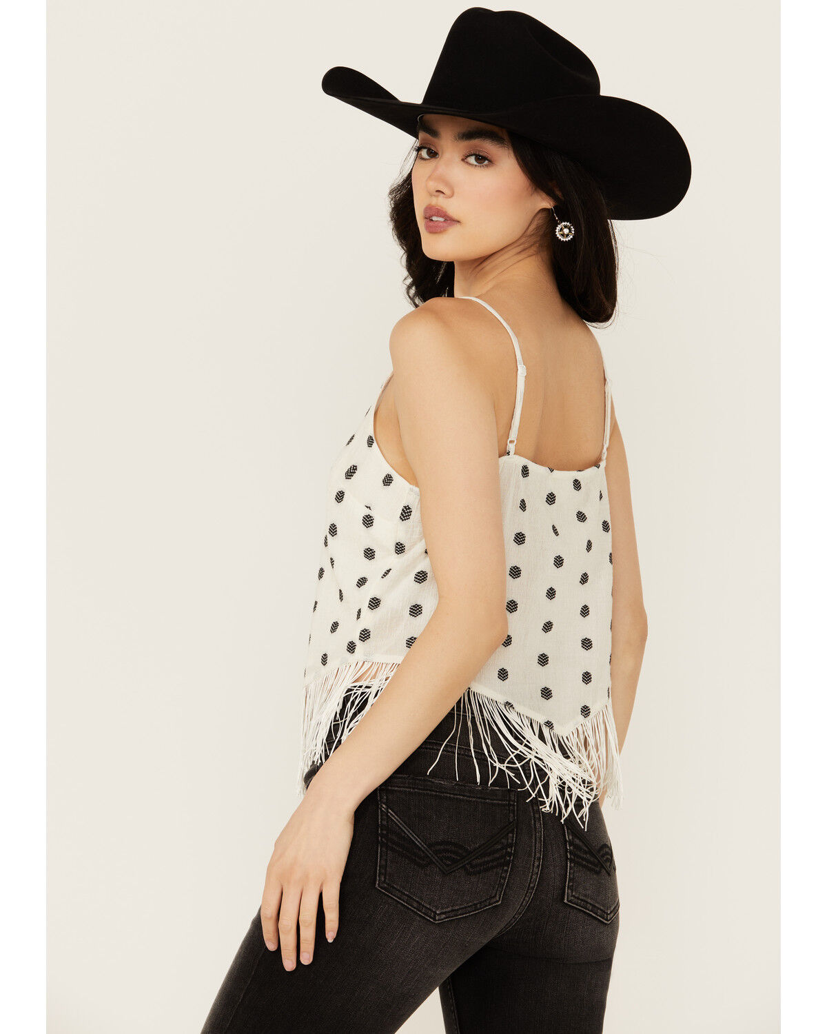 Image #4 - Idyllwind Women's Sunnett Embroidered Fringe Hanky Hem Tank, Ivory, hi-res